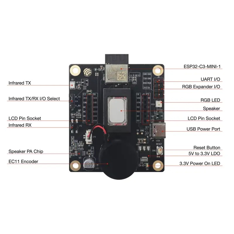 Esp32 C3 - ESP32-C3-LCDkit開発ボード 1.28インチSPI LCDスクリーン オーディオ再生 IRワイヤレスコントロール GUI機能