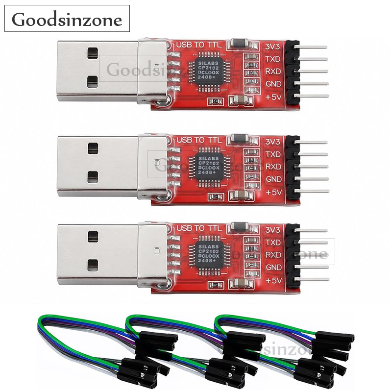 Esp8266 - CP2102 USB-TTLシリアル変換アダプター – 3個入り。3.3V/5V出力、ジャンパーワイヤー付きの5ピンUARTコンバーター。Arduino、ESP8266、DIYプロジェクトに最適。