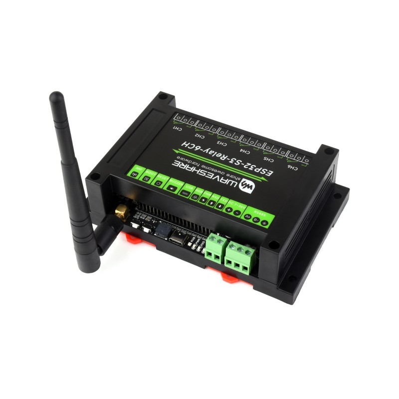 Esp32 S3 - 産業用6チャンネルリレーモジュール。ESP32-S3 Wi-Fiリレーモジュール。Wi-Fi、Bluetooth、RS485制御に対応。オンボードRS485、Pico HATインターフェースを搭載。